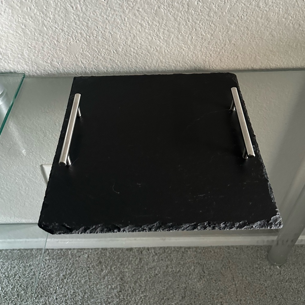HOMY CHEF slate serving stand anthracite/silver-brand new, never used.